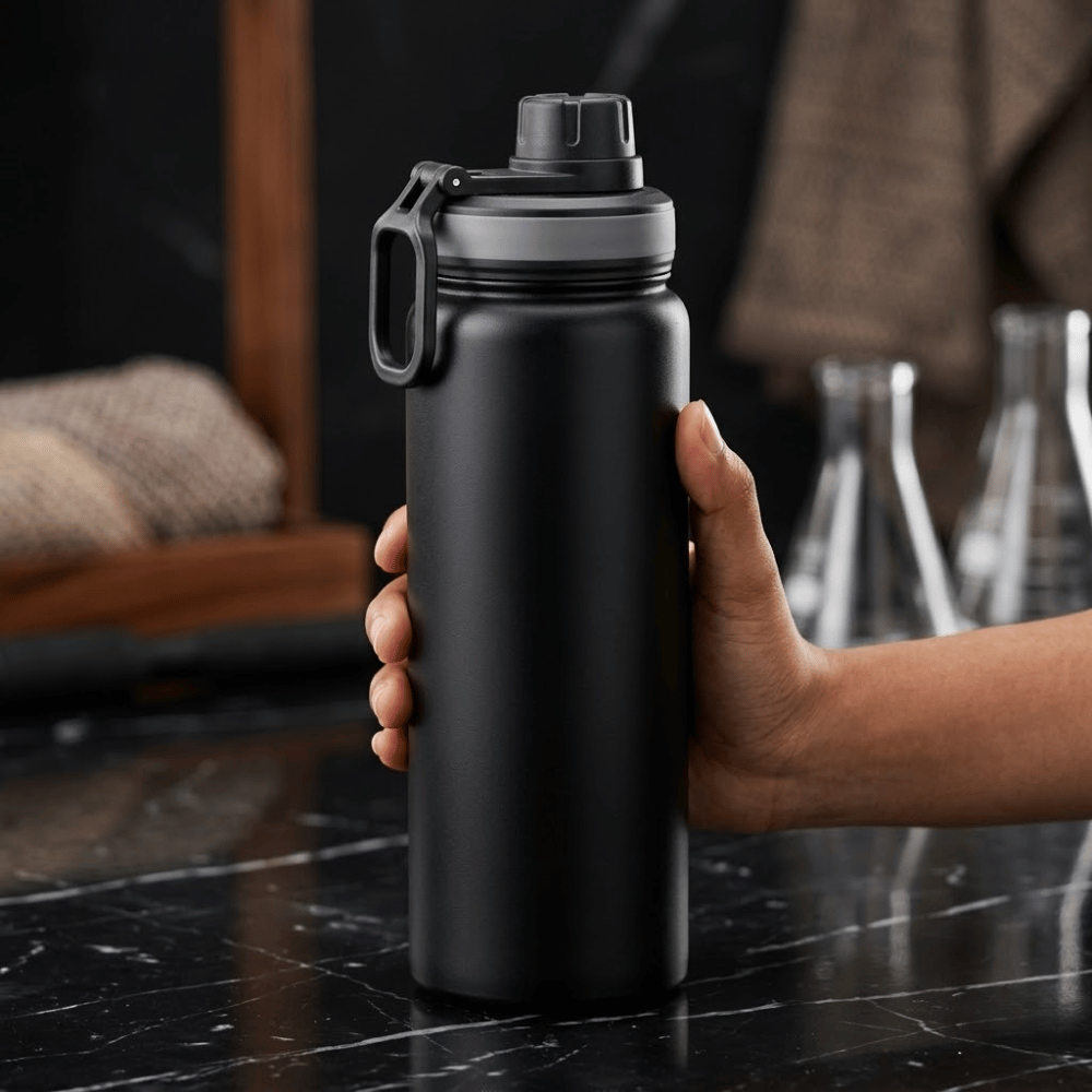 Matte Black Stainless Steel Insulated Water Bottle - Image 3