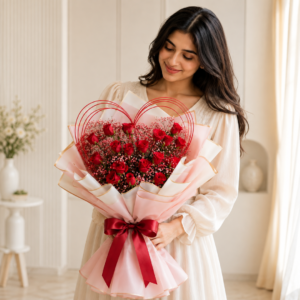 17 Red Roses Heart Bouquet