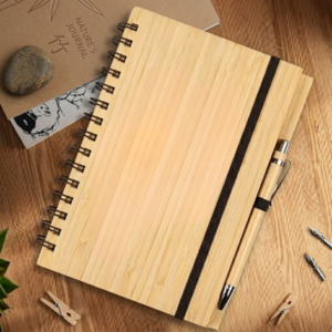 Wooden Spiral Notebook with Pen